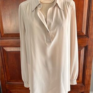CAbi - Silk Blouse - Cream Long Sleeve LARGE